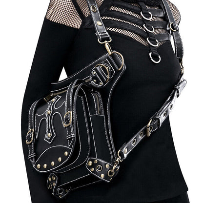 Lady's Leather Leg Drop Belt Bag Punk Rock Motorcycle Thigh Hip Waist Fanny Pack
