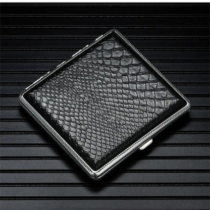 Cigarettes Box Metal Leather Cigars Cases Smoking Accessories Storage 99x94x19mm