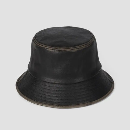 Women Hats Retro Leather Fisherman Men Bucket Fashion Caps Outdoor Flat Sunshade