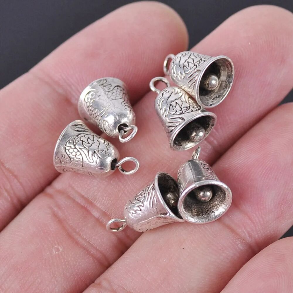 Fashion Pendants Beads 20Pcs Tibetan Gold Metal Alloy Non Ringing Bells 14x9.5mm