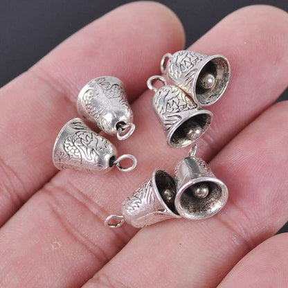 Fashion Pendants Beads 20Pcs Tibetan Gold Metal Alloy Non Ringing Bells 14x9.5mm