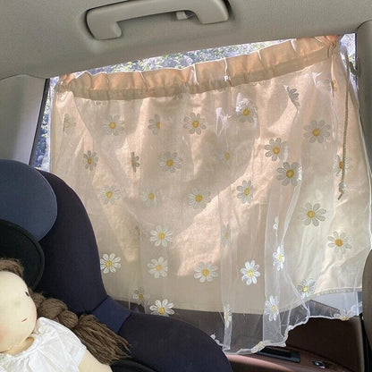 Universal Car Curtain Cotton Embroidered Newborn Baby Side Window Sunshade Cover