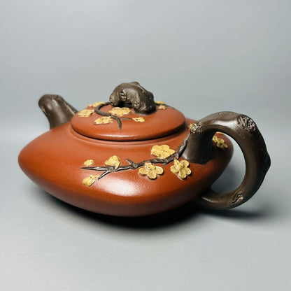 Vintage Chinese Yixing Purple Clay Teapot Zisha Ceramic Plum Blossom Tea Set Art