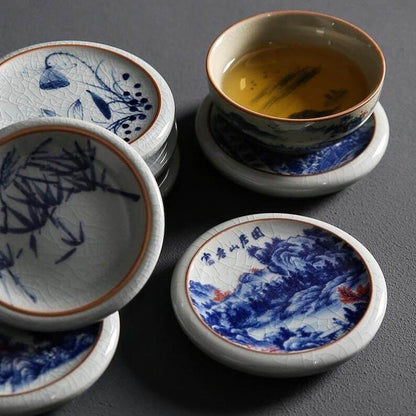 Classic Ceramic Tea Coasters|Ceramic Cup Holders|Tea Ceremony Accessories