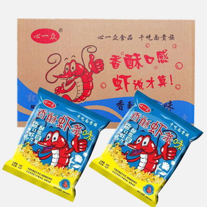 心一众香酥虾条口味包装干吃脆方便面 Heart Of All Crispy Shrimp Taste Dry Eat Instant Noodles