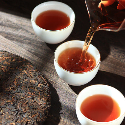 357g Yunnan Pu'er Tea Leaves Yiwu Golden Bud Ripe Tea Cake