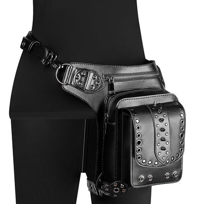 Lady's Leather Leg Drop Belt Bag Punk Rock Motorcycle Thigh Hip Waist Fanny Pack