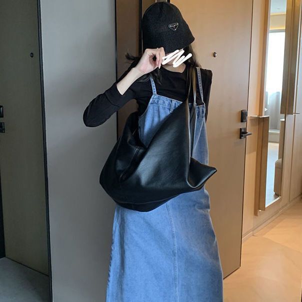 Patchwork Shoulder Bags Soft Leather Handbags Large Hobo Tote Purse 66*1*30 CM