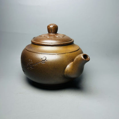 Vintage Chinese Yixing Purple Clay Teapot Zisha Ceremony Carving Collectible Art