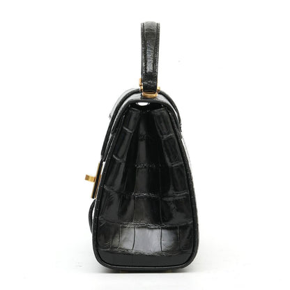 Black Alligator Crocodile Belly Skin Handbag, New Desinger Women's Shouler Bag