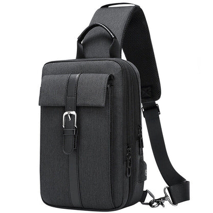 Men's Sling Backpack Oxford cloth Waterproof Crossbody Bag USB Port Sport Bags