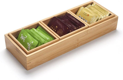 Bamboo Drawer Organizer Desk Storage Box Storage Bins Office Desk Drawer 4 Boxes