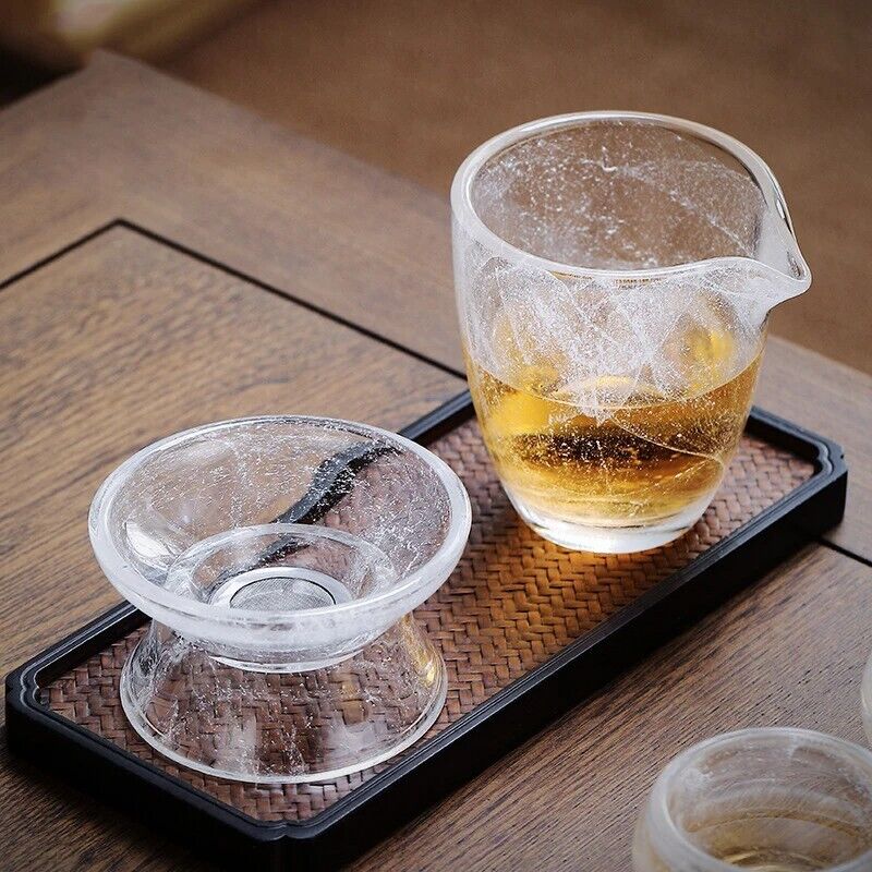 Tea Strainer Snow Crystal Glass Glaze Fine Mesh Brewing Filter Accessory 9x5.5cm