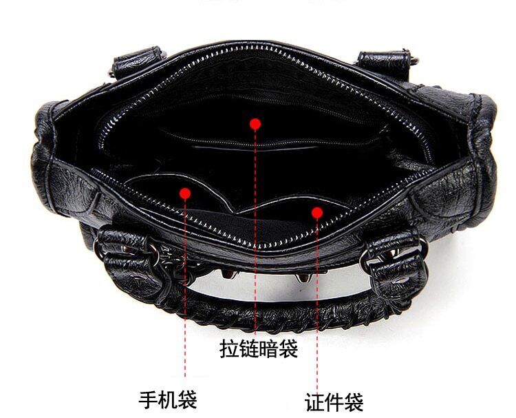 Leather Shoulder Bags Black Hand Bags Mini Small Bags Crossbody Women