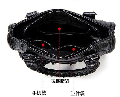 Leather Shoulder Bags Black Hand Bags Mini Small Bags Crossbody Women