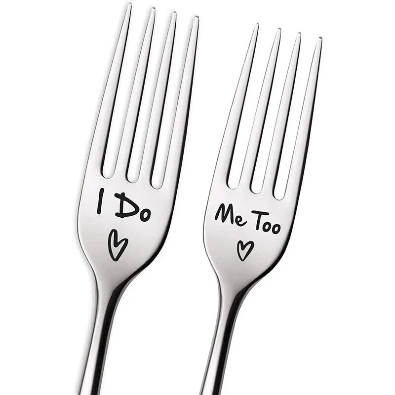 I Do Me Too Forks Set 2Pcs Husband Wife Couples Wedding Engagement Proposal Gift