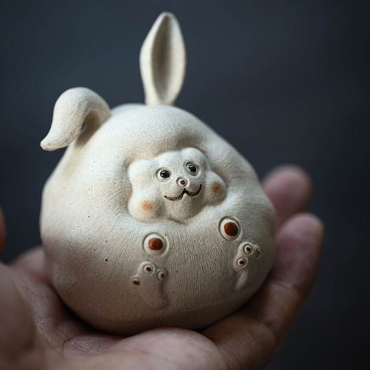 Cute Rabbit Purple Clay Teapet from Yixing