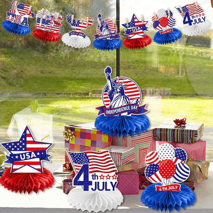 9pics 4th Of July Wreath Ornaments American Flag Decor Patriotic Home July Party