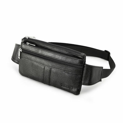 Thin Men's Leather Waist Bum Sling Bag Fanny Packs Travel Sport Work Backpack