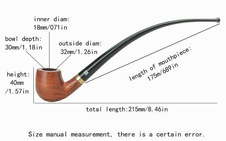 Churchwarden Long Bent Stem Kevazingo Wood Smoking Pipe 3mm Filter Tobacco Pipes