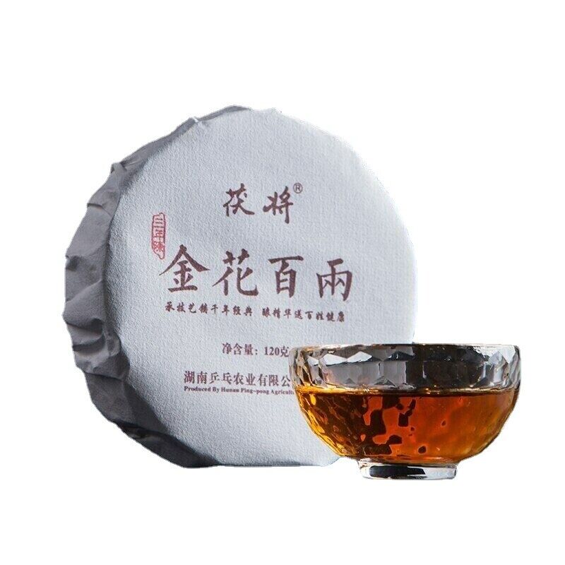 120g Hunan Anhua BaiLiang Cha Bing Bai Liang Golden Flower Dark Tea Hua Juan Tea
