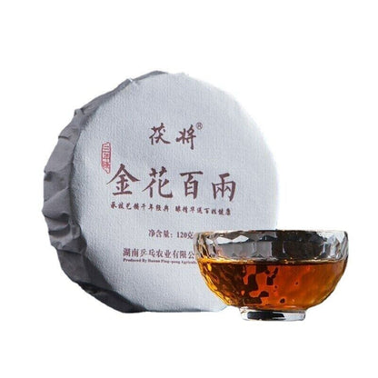 120g Hunan Anhua BaiLiang Cha Bing Bai Liang Golden Flower Dark Tea Hua Juan Tea