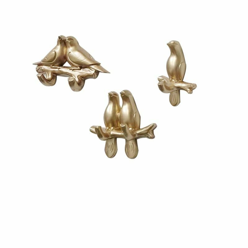 4Pcs/Set Birds Resin Hooks Wall Decor Bedroom Door Seamless Coat Frame Organizer