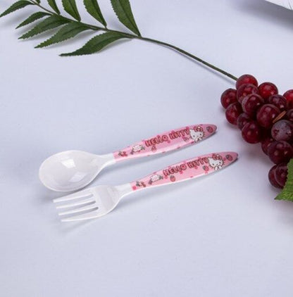 Cute Kids Hello Kitty Breakage-proof Tableware Set Bowl + plate+ Spoon+ Cup Set