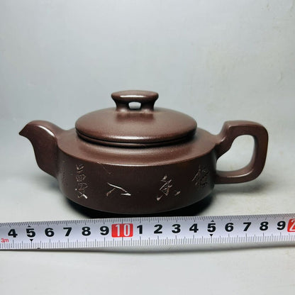 Vintage Chinese Yixing Purple Clay Teapot Zisha Ceremony Carving Collectible Art