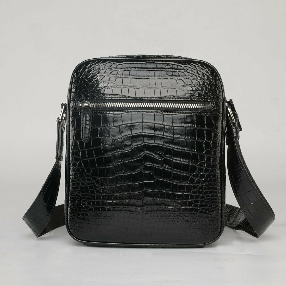Handcrafted Alligator Crocodile Skin Leather Men's Shoulder Messenger Luxury Bag