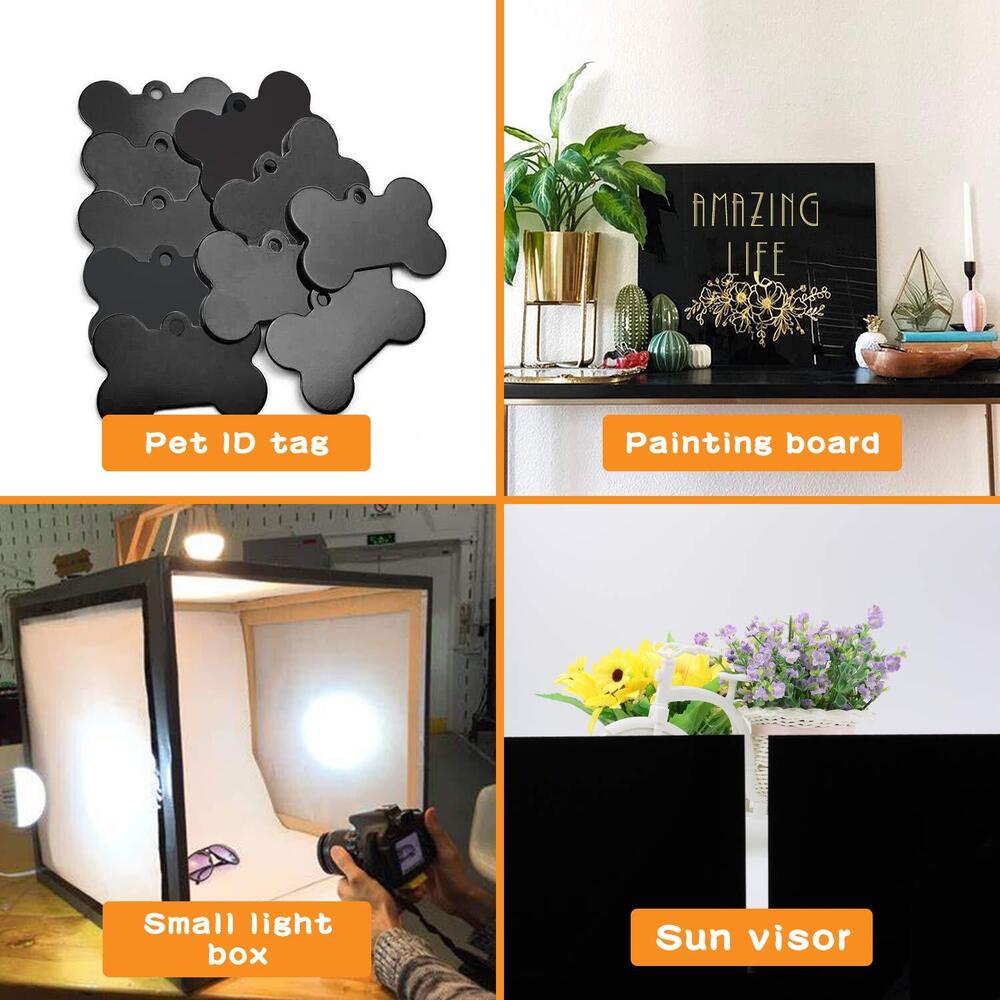 Acrylic Sheet Board Glossy Black Organic Glass Polymethyl Methacrylate 200x300mm