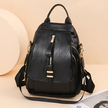 Women's Ladies Leather Backpack Purse Anti-Theft Rucksack Travel Bag Satchel