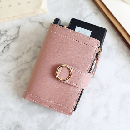 Fashion Clutch Wallet Small Zipper Pouch Card Bags Synthetic Leather Hasp Short