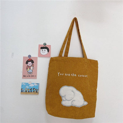 Cartoon Shoulder Bag Canvas Large Shopper Bag Fashion Casual Book Pouch 30*13*34