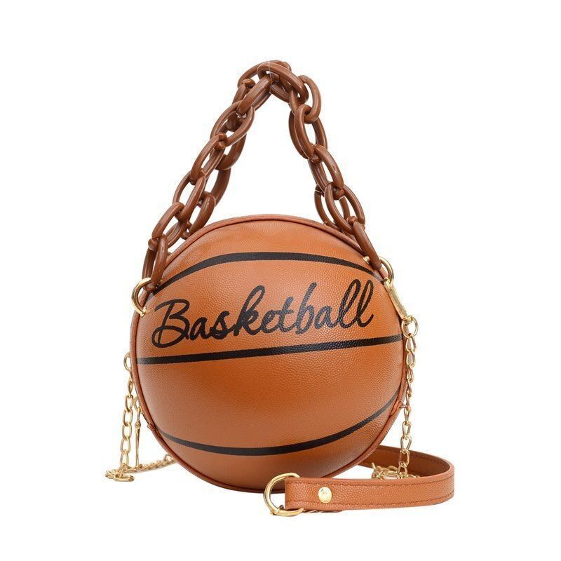 Ball Purse Shoulder Bag Crossbody Handbag Leather Pink Football Bag 16*16*8 CM