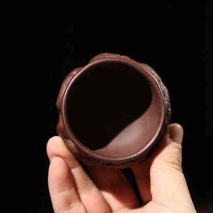 Yixing Zisha Pottery Handmade Tea Cup Dragon Carved Master Cup Kungfu Tea Cup