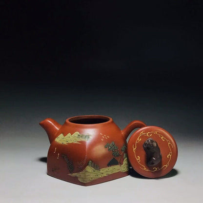 Chinese Yixing Zisha Clay Handmade Exquisite Teapot （混六方 底款：曼晞陶艺（顾景舟））