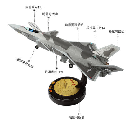 1:48 46CM J-20 Stealth Fighter Plane Diecast Aviation Military Aircraft Model