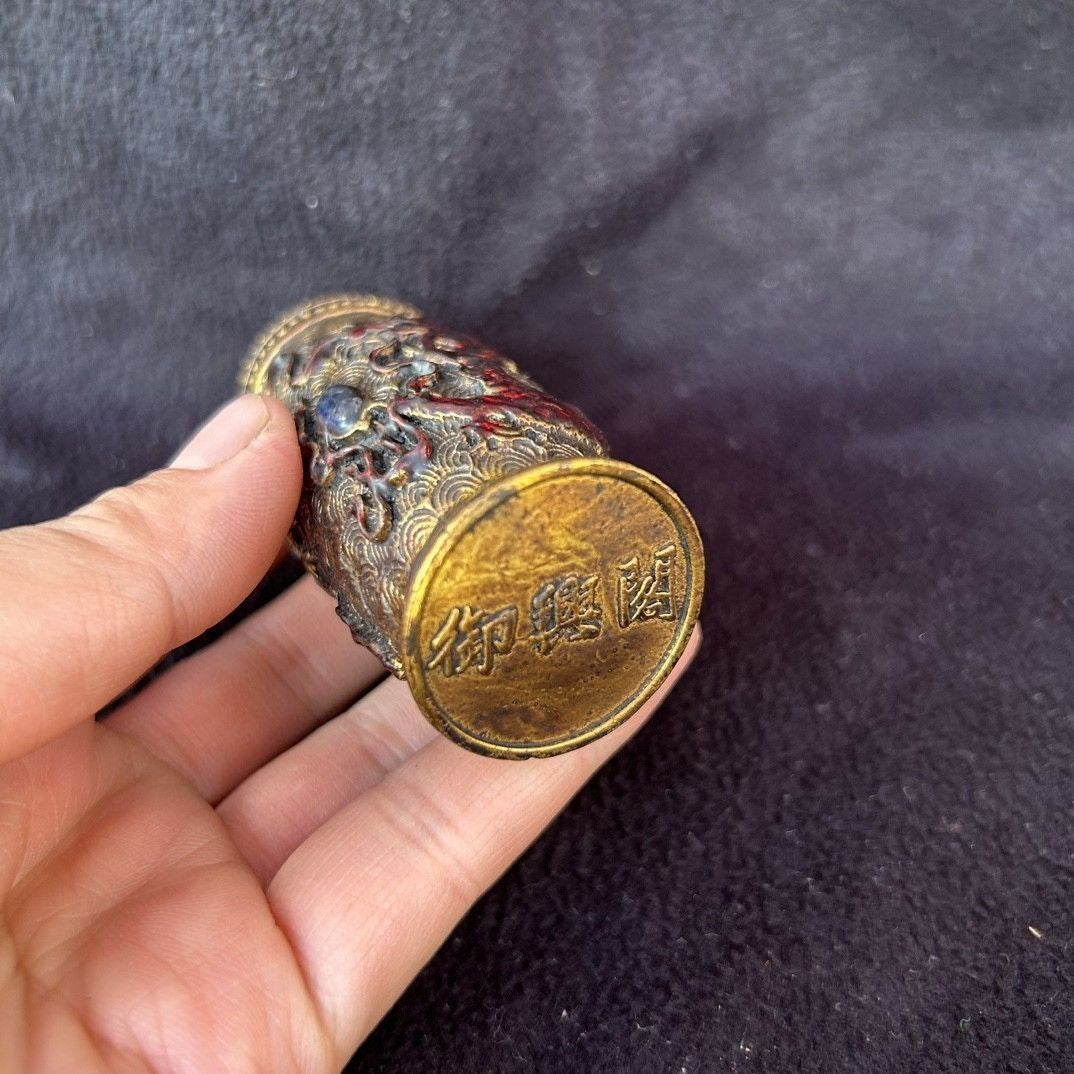 Vintage Double Dragon Snuff Bottle Empty Ornament Craft Accessory