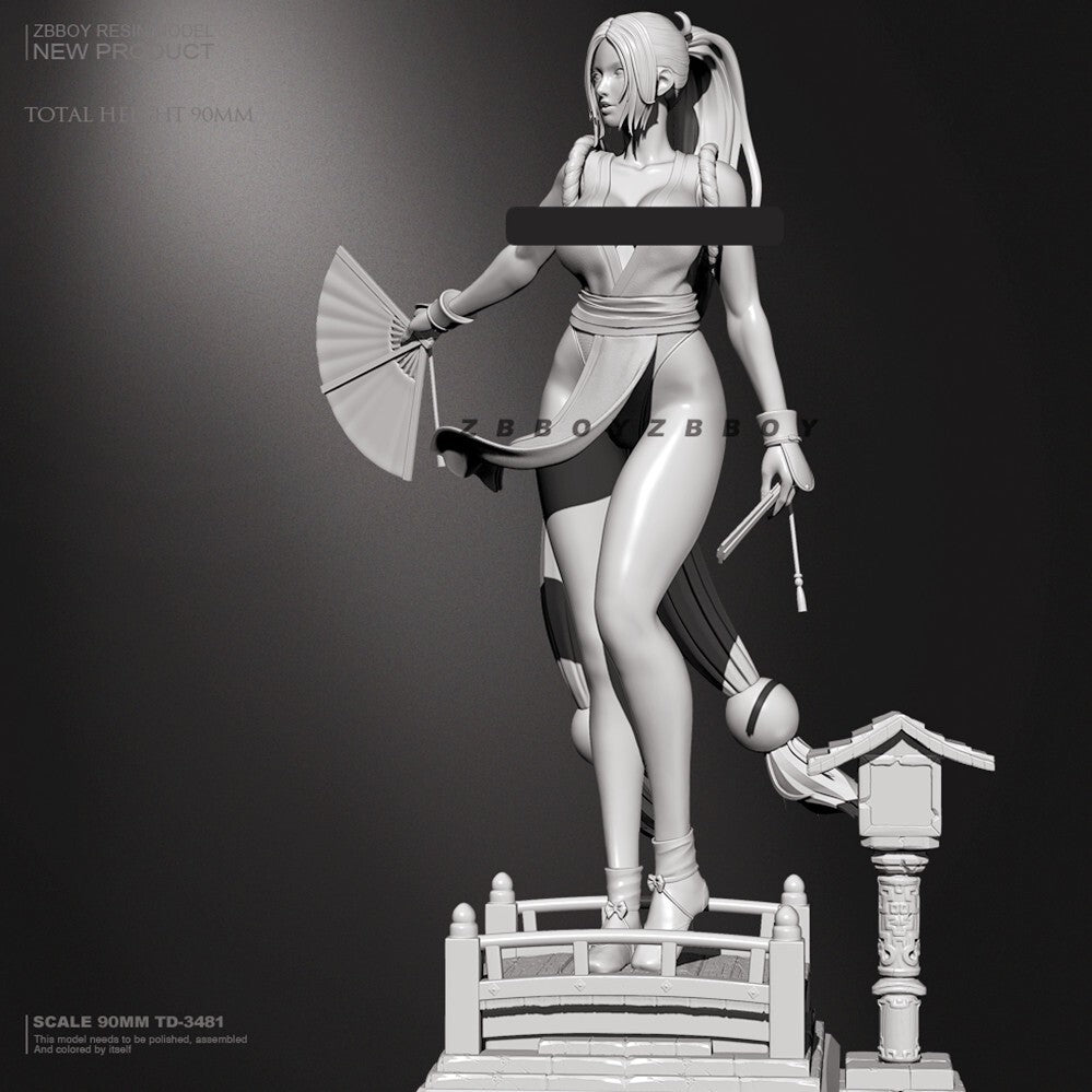 1/18 resin figures model H/90mm Boxer Mai Shiranui W/Base Unassembled Unpainted