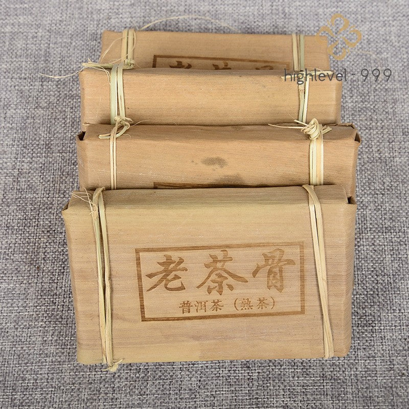 250g Ripe Pu'er Tea Brick Yunnan Aged Tea Stalk Bamboo Shell Wrapped Mellow