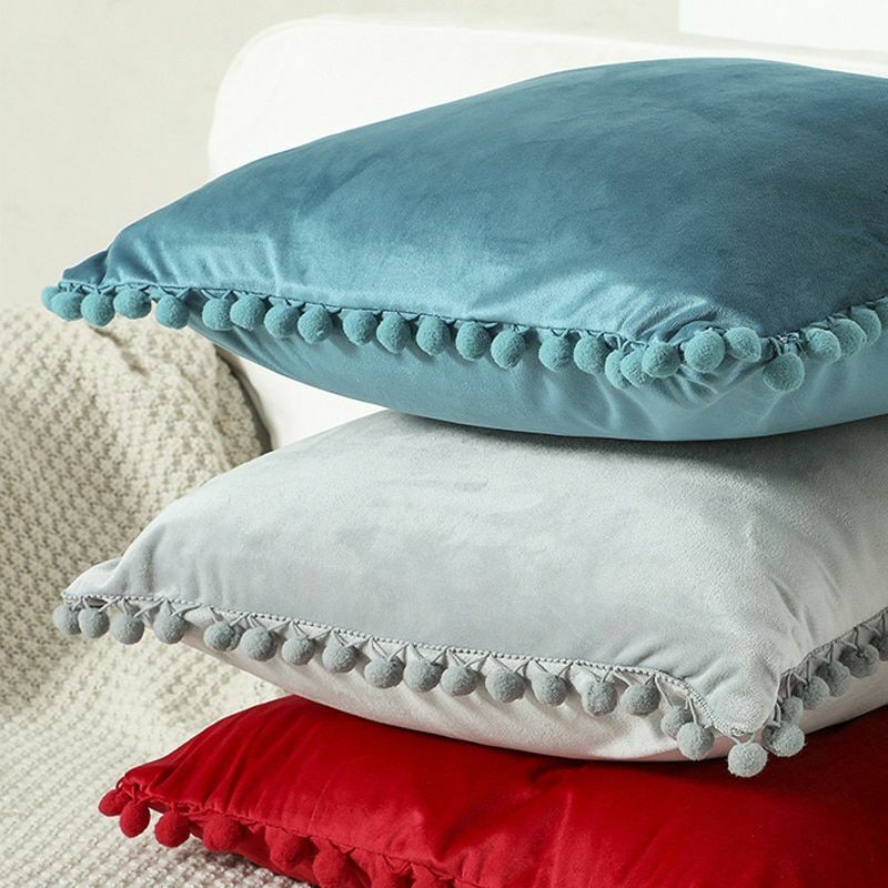 Cushion Cover Soft Velvet Decorative Pillows Throw Case Solid Luxury Homes Seat