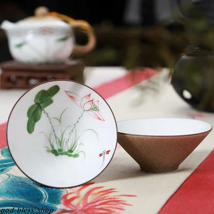 1PC Chinese Porcelain Kungfu Tea Cup Handpainted Floral Personal Cup 50ml