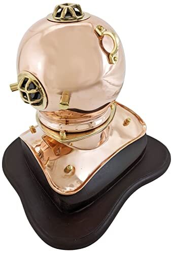 8 in. Solid Copper & Brass Miniature Replica 1941 US Navy Mark IV Diving Helmet