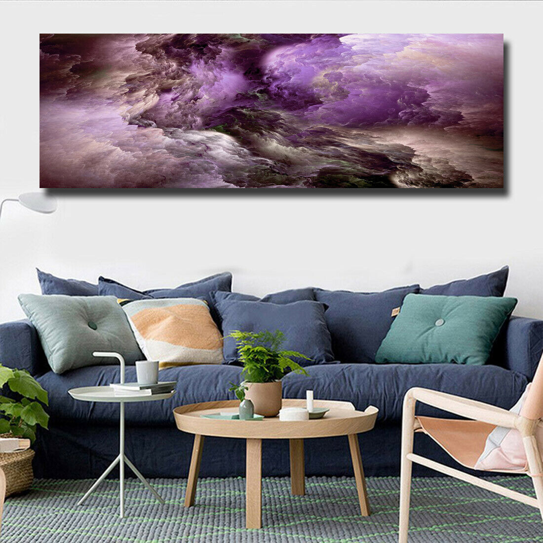 Purple Abstract Cloud Canvas Painting Wall Art Picture Poster For Room Decor