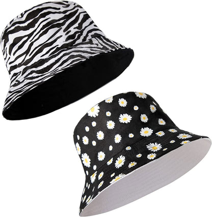 Unisex 100% Cotton Bucket Hat Boonie Hunting Fishing Outdoor Reversible Cap