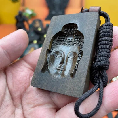 Woman Fashion Jewelry Accessories Natural Wood Buddha Pendant Sweater Necklace