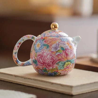 Chinese Handmade Tea Pots Porcelain Teapot Color Enamel Teapots Ceramic
