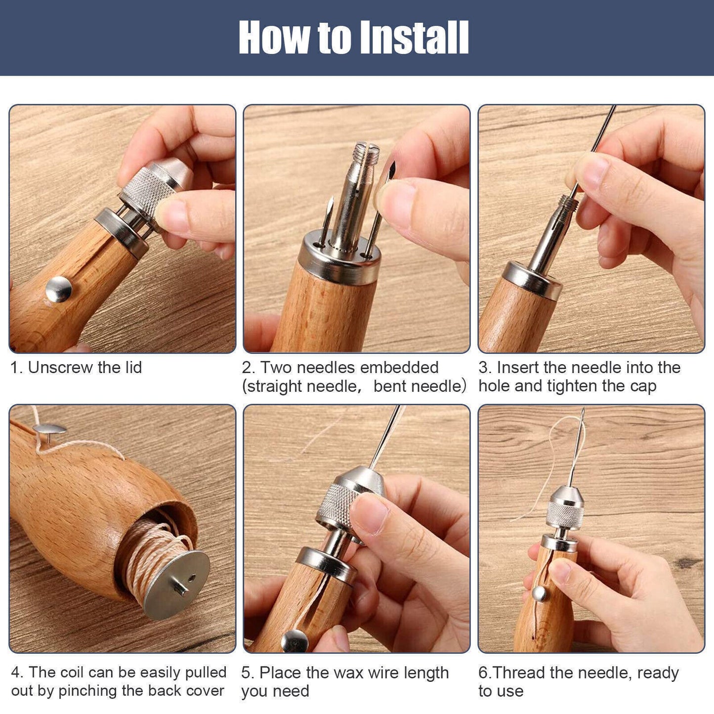 Professional Leather Sail Canvas DIY Sewing Awl Repair Tool Kit hh