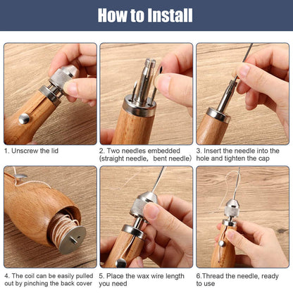 Professional Leather Sail Canvas DIY Sewing Awl Repair Tool Kit hh